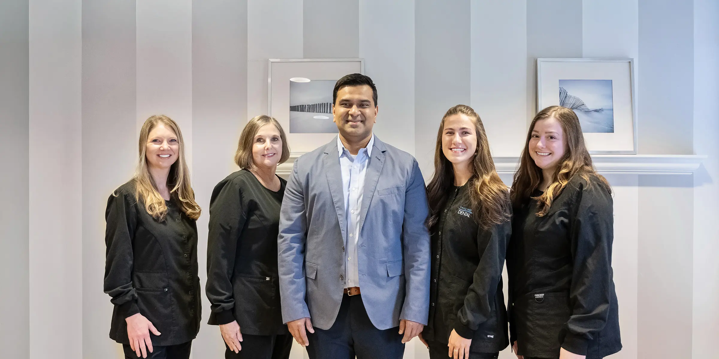 Dr. Chintan Patel with team at Falls Lake Dental in Raleigh, North Carolina